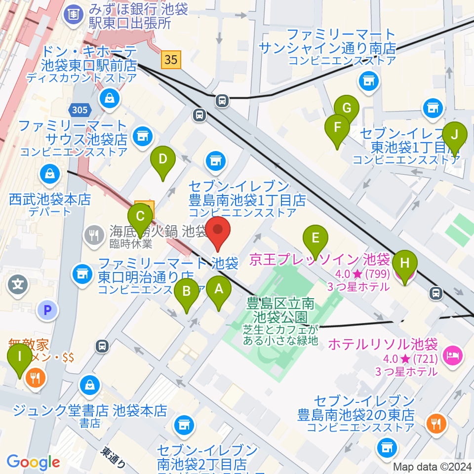 フルート工房三響周辺のホテル一覧地図