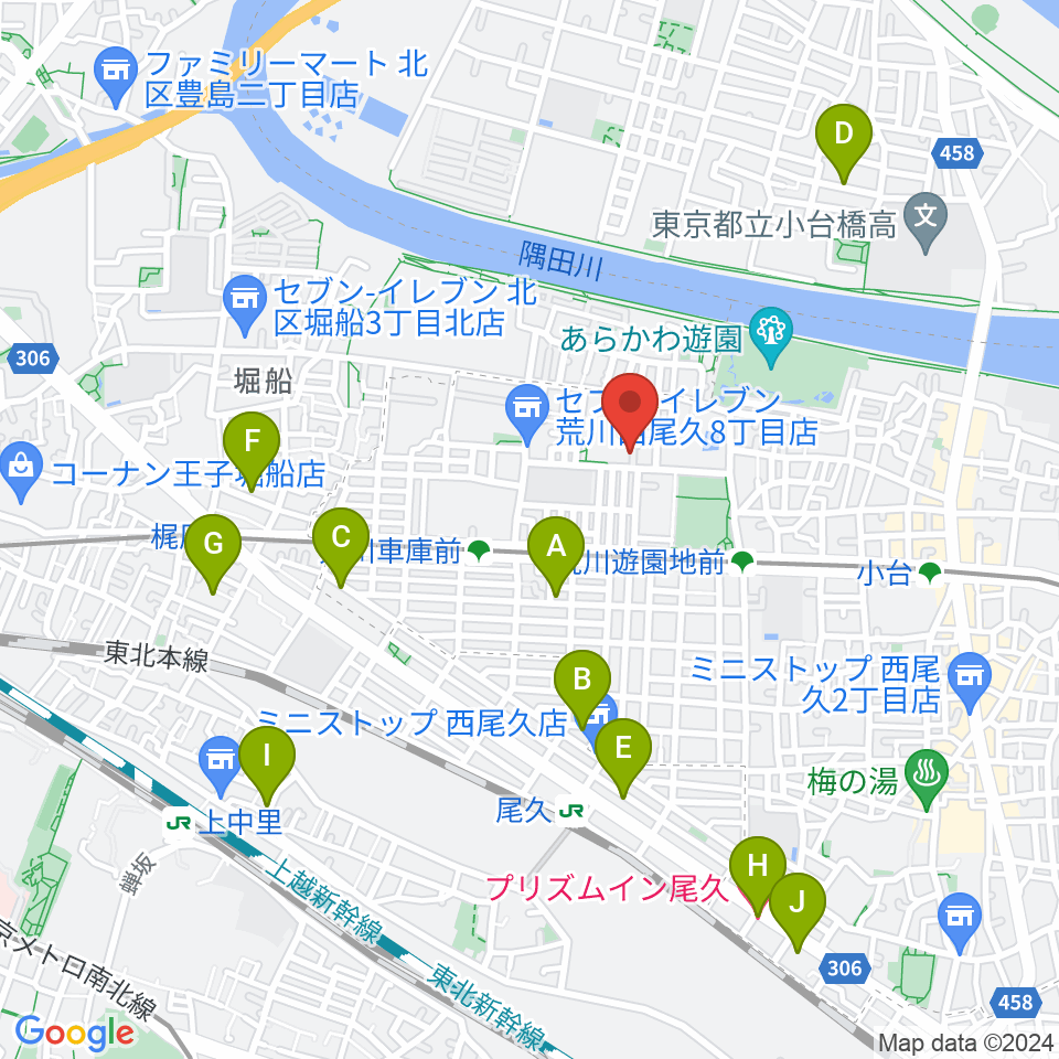 ポップコアスタジオ周辺のホテル一覧地図