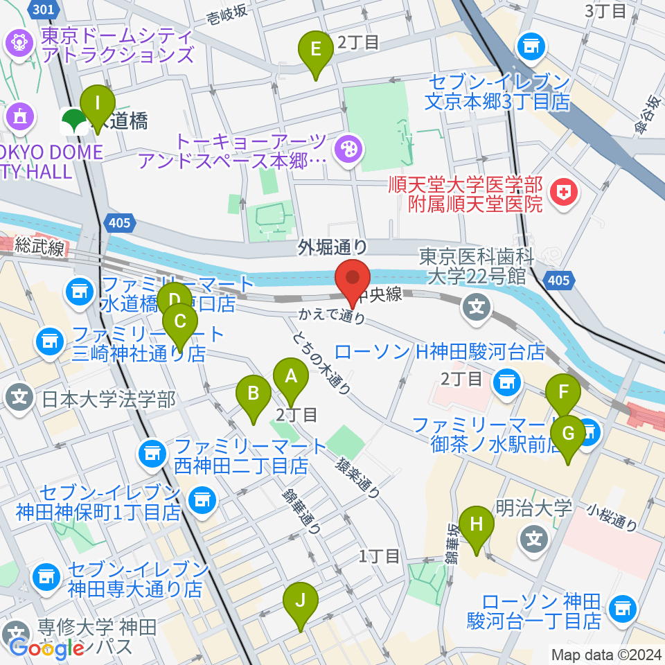 スズキ・メソードお茶の水センター教室周辺のホテル一覧地図