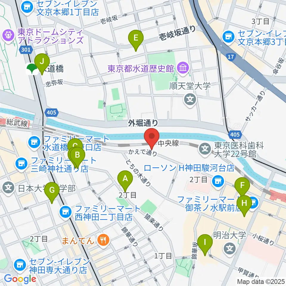 スズキ・メソードお茶の水センター教室周辺のホテル一覧地図