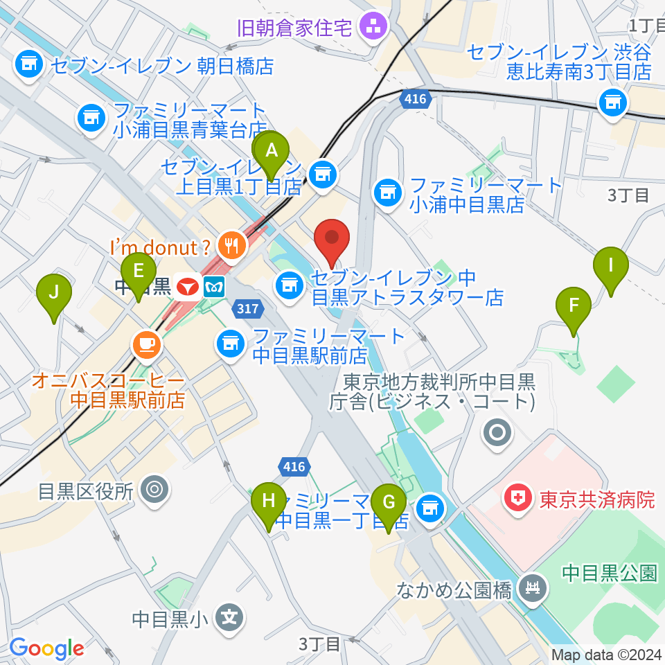 スズキ・メソード中目黒教室周辺のホテル一覧地図