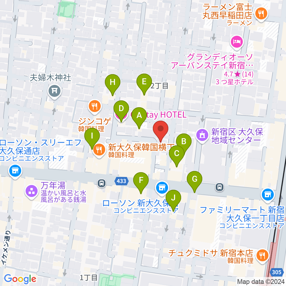 グローバル管楽器技術学院周辺のホテル一覧地図