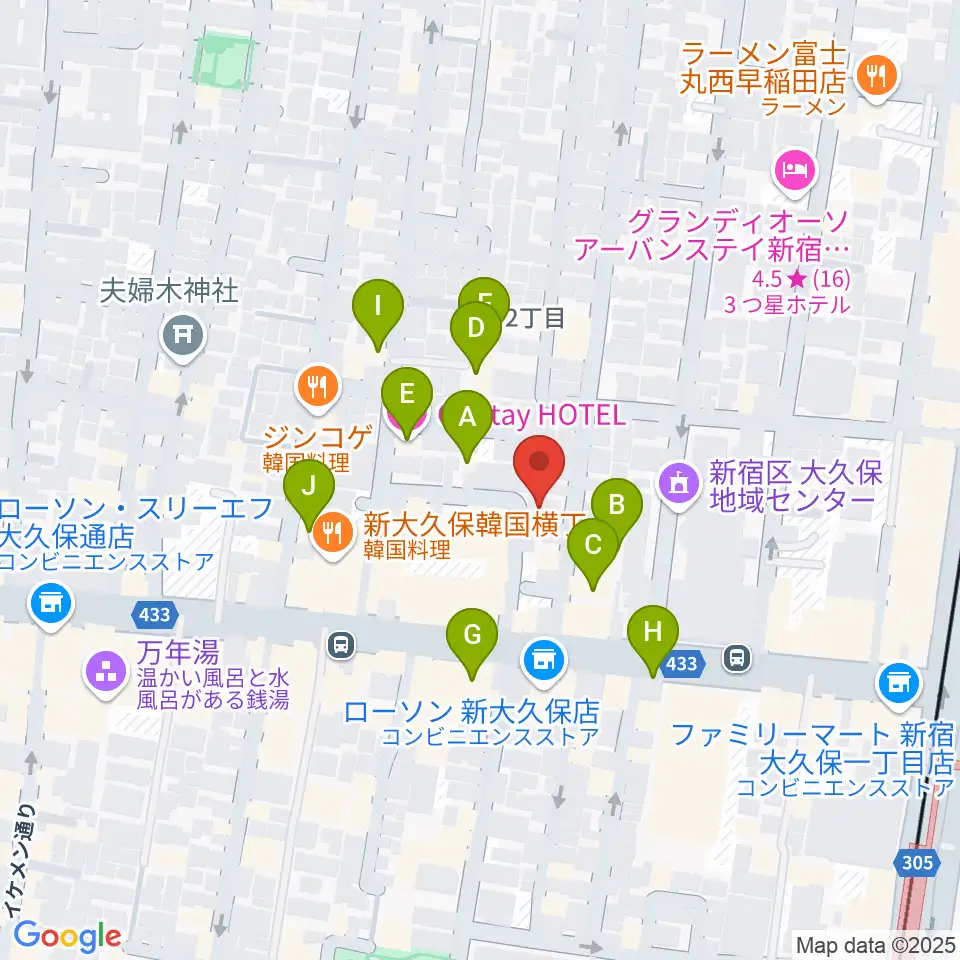 グローバル管楽器技術学院周辺のホテル一覧地図