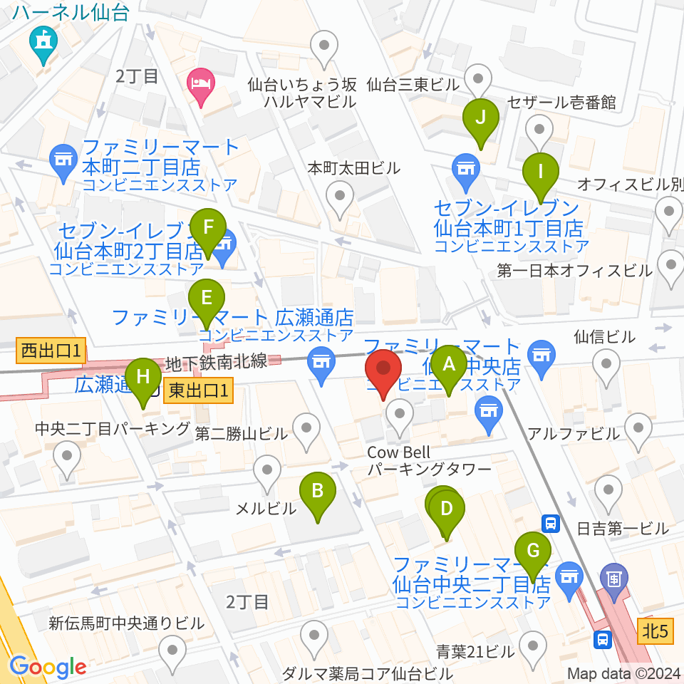 グレースハープ仙台店周辺のホテル一覧地図