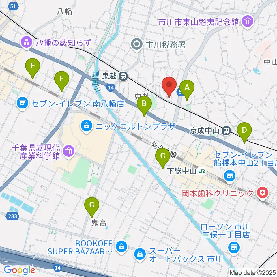 ベル音楽教室周辺のホテル一覧地図