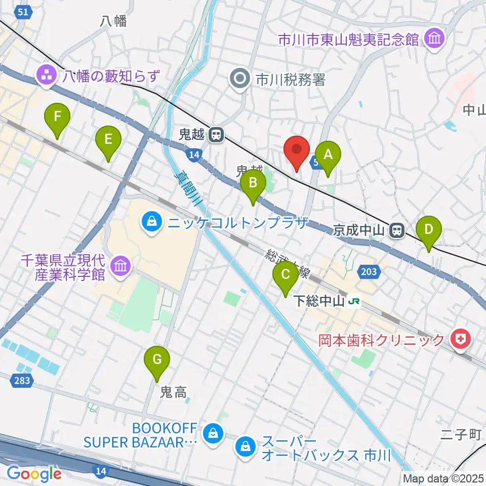ベル音楽教室周辺のホテル一覧地図