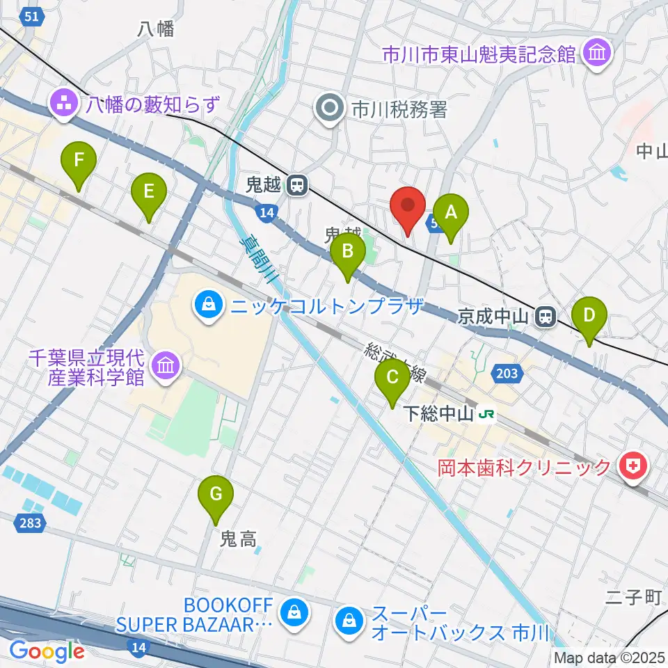ベル音楽教室周辺のホテル一覧地図