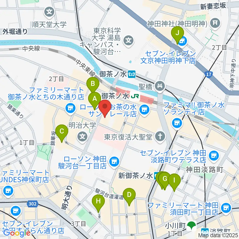 クロサワバイオリンお茶の水店周辺のホテル一覧地図