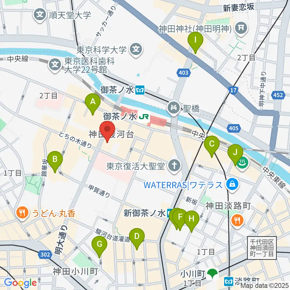 クロサワバイオリンお茶の水店周辺のホテル一覧地図