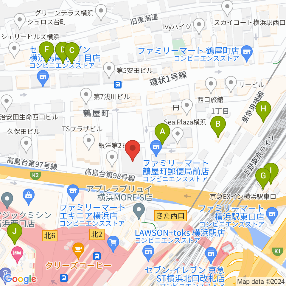 クロサワバイオリン横浜店周辺のホテル一覧地図