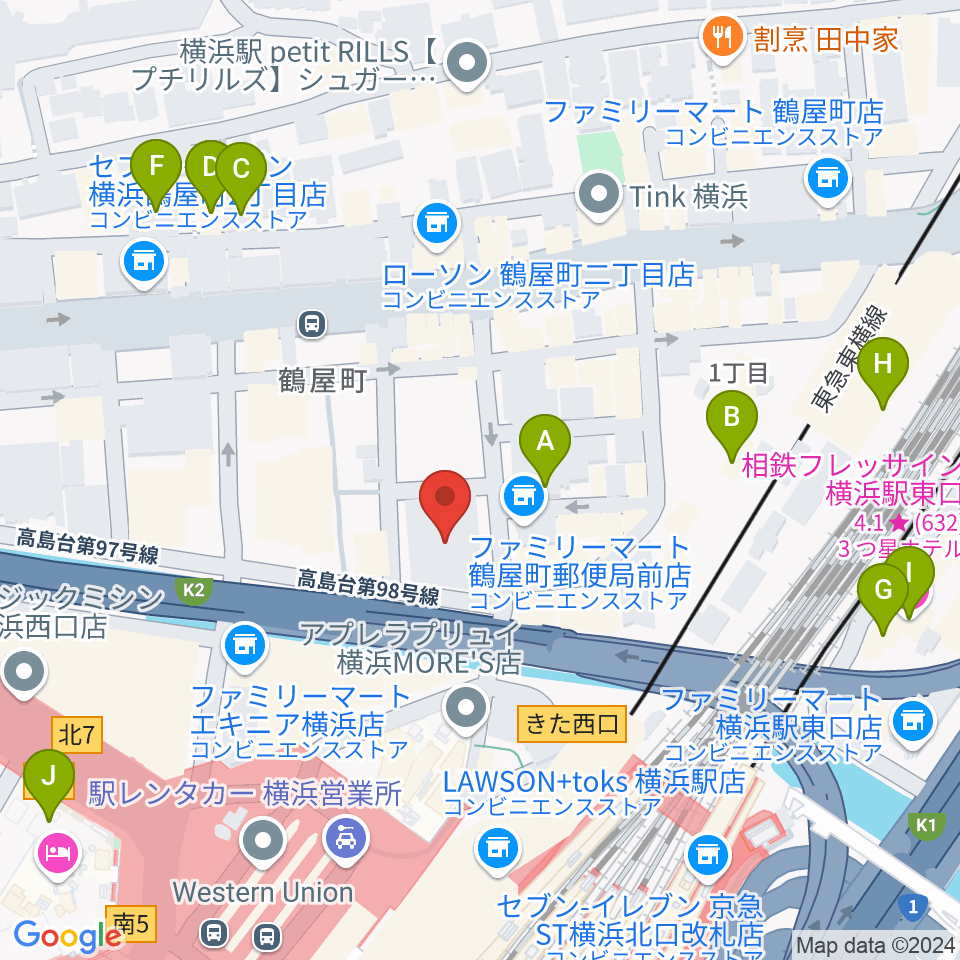 クロサワバイオリン横浜店周辺のホテル一覧地図