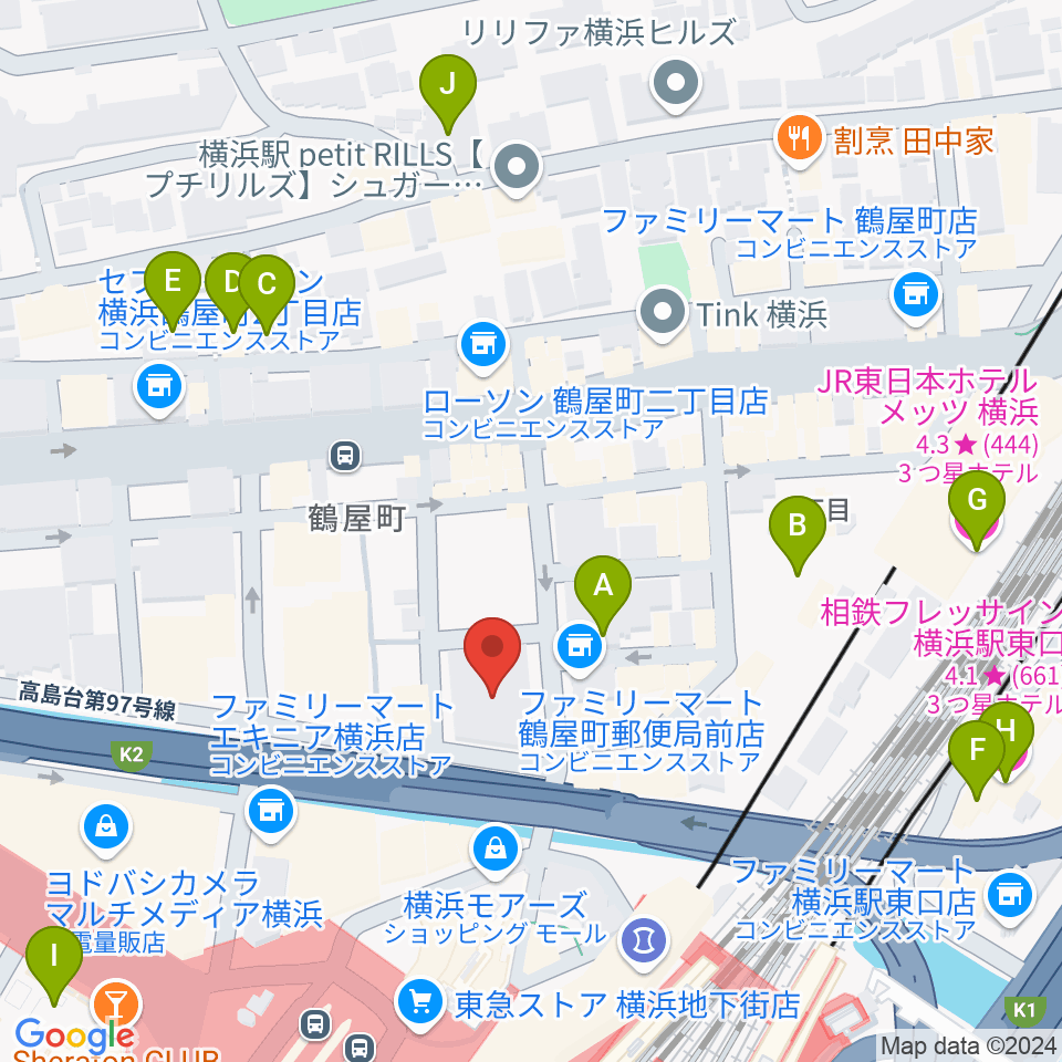 クロサワバイオリン横浜店周辺のホテル一覧地図