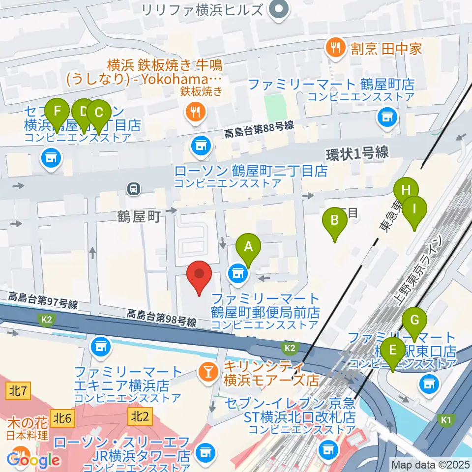クロサワバイオリン横浜店周辺のホテル一覧地図