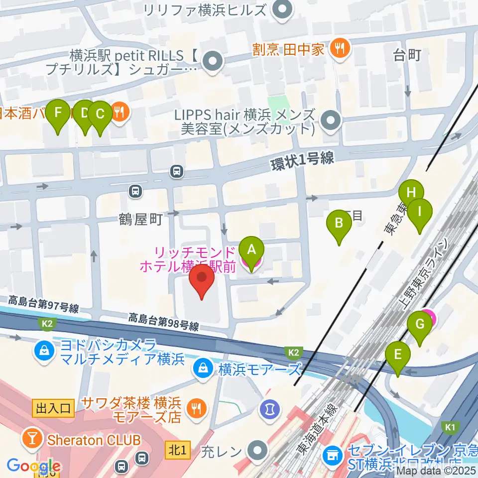 クロサワバイオリン横浜店周辺のホテル一覧地図