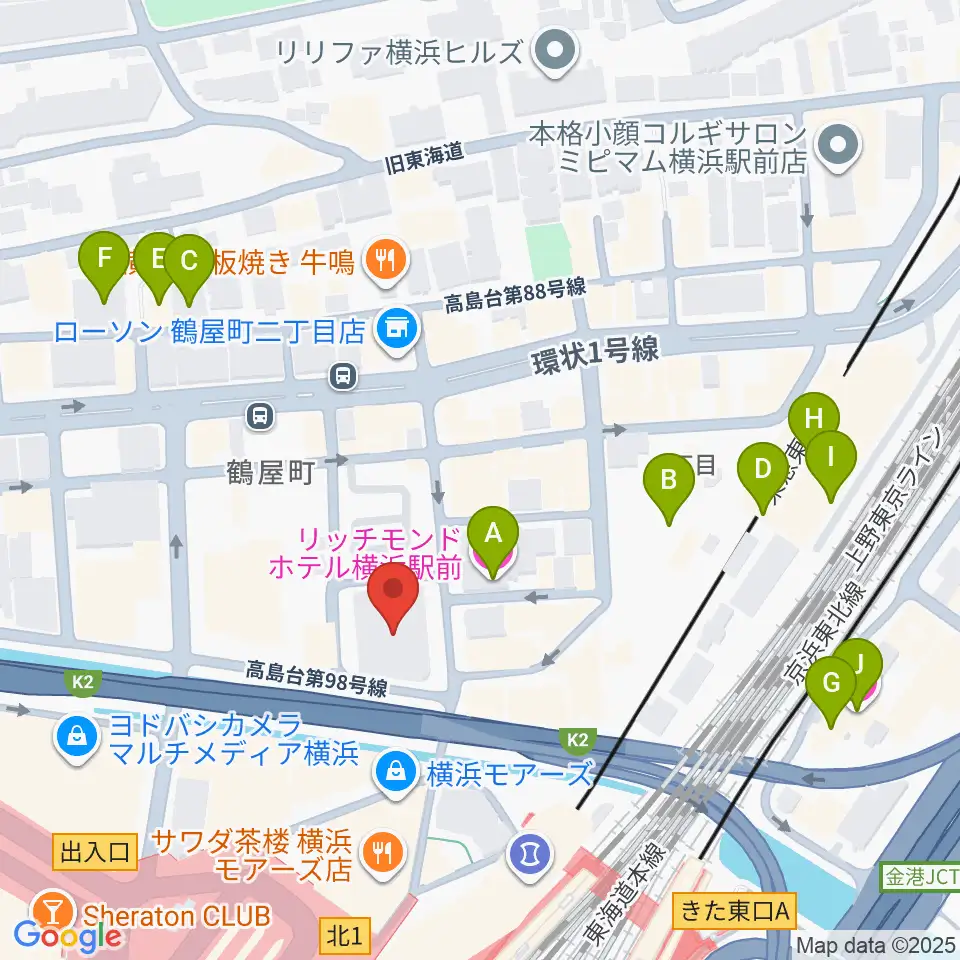 クロサワバイオリン横浜店周辺のホテル一覧地図