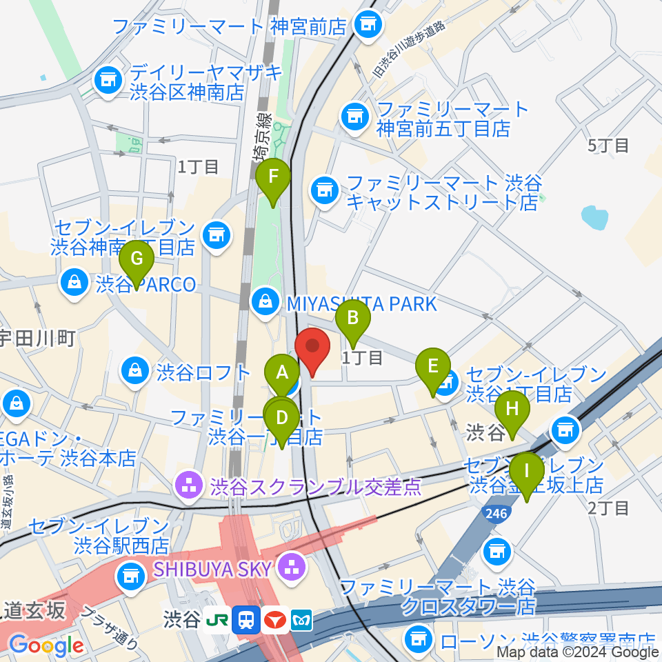 クロサワバイオリン渋谷本店周辺のホテル一覧地図