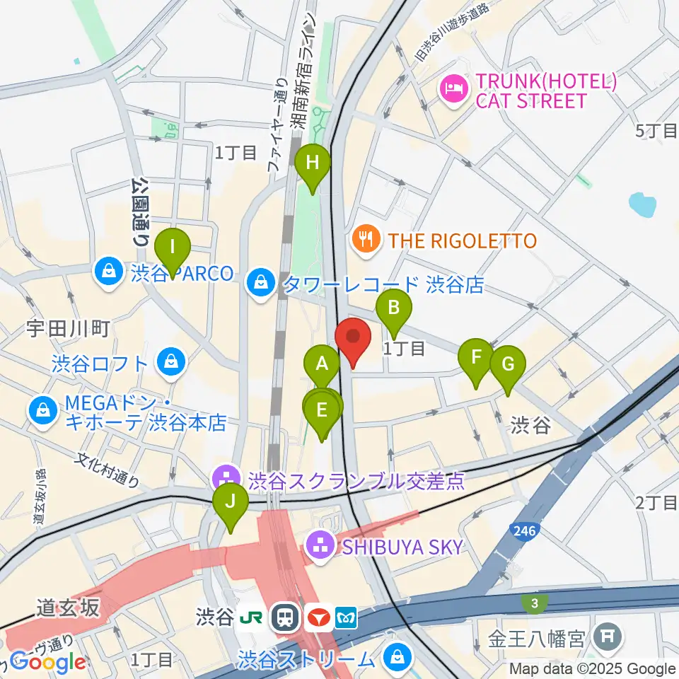 クロサワバイオリン渋谷本店周辺のホテル一覧地図