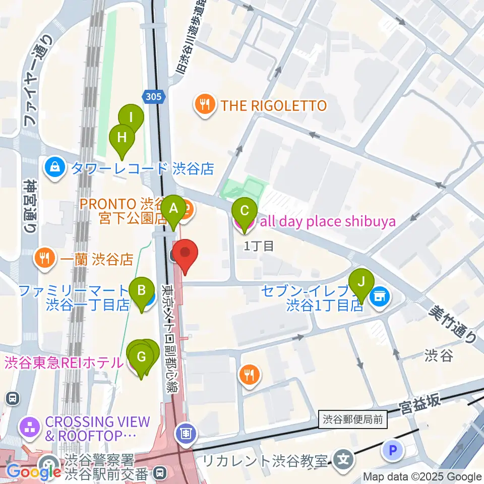 クロサワバイオリン渋谷本店周辺のホテル一覧地図
