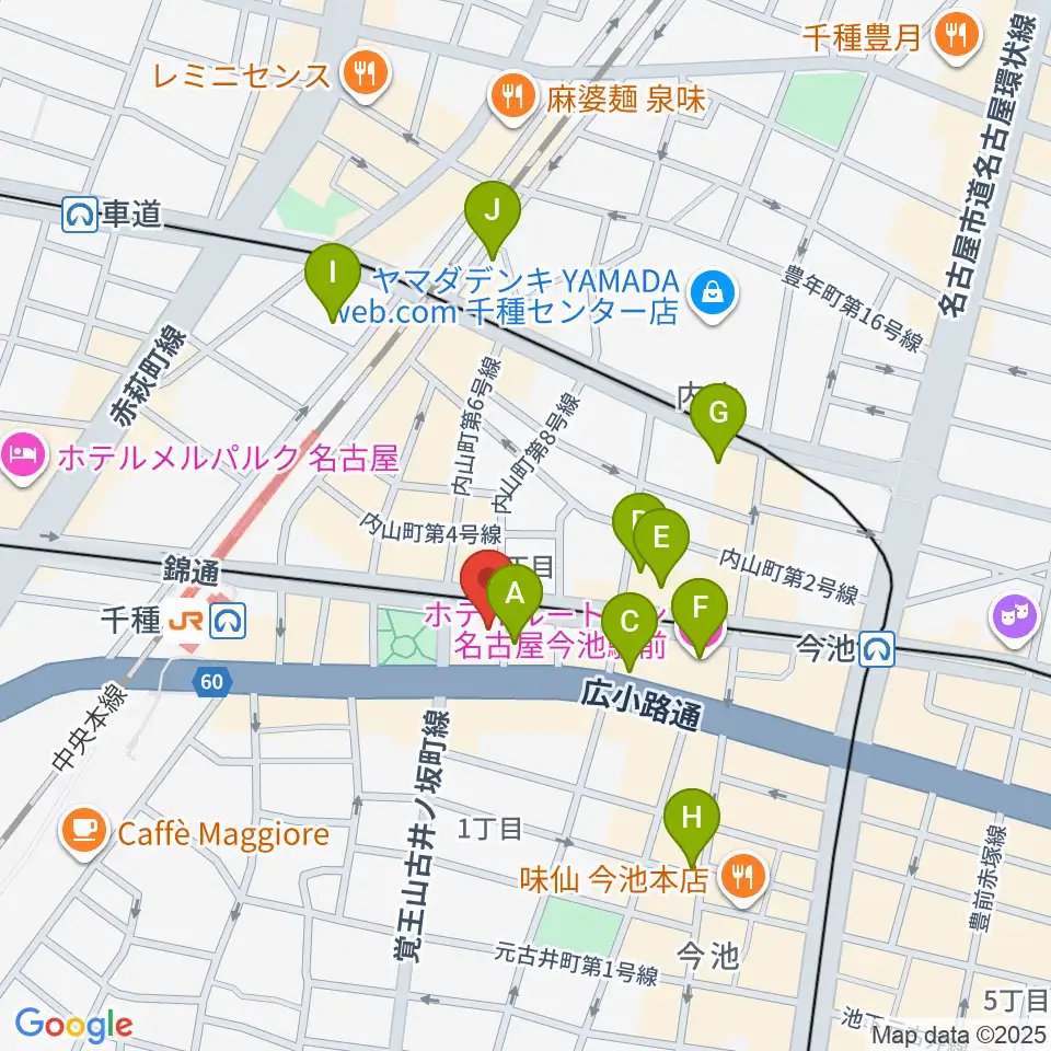 メヌエットヴァイオリン教室周辺のホテル一覧地図