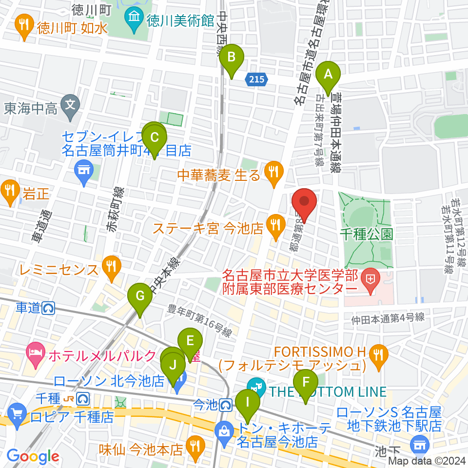 アリアギター・ショールーム周辺のホテル一覧地図