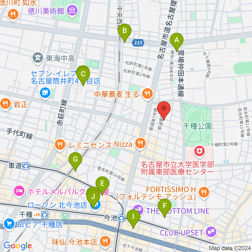 アリアギター・ショールーム周辺のホテル一覧地図