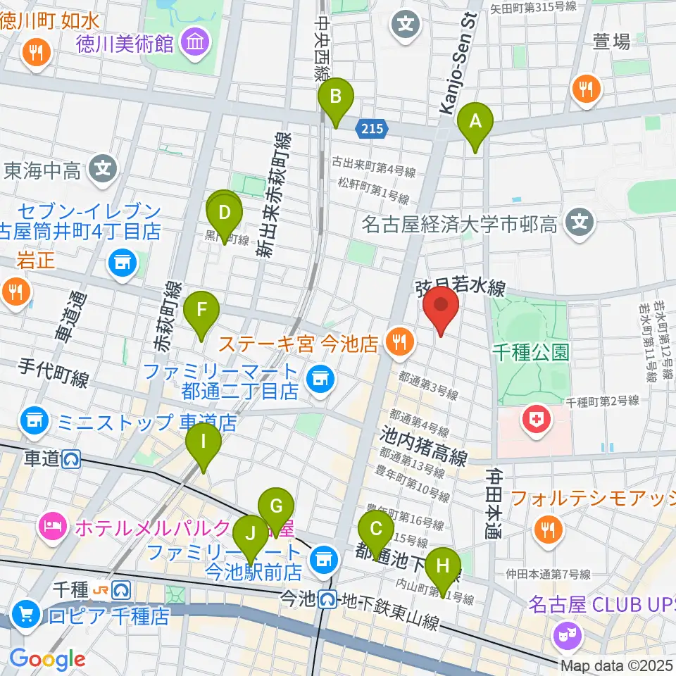 アリアギター・ショールーム周辺のホテル一覧地図