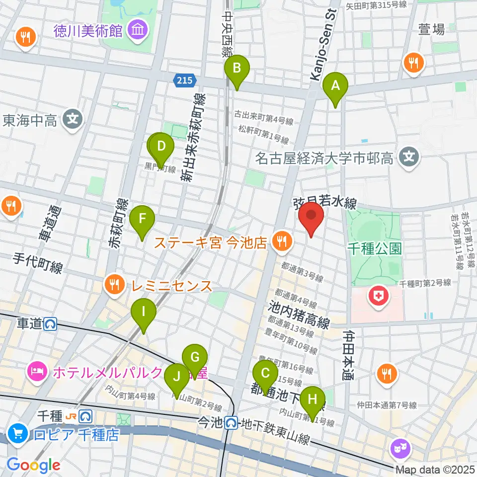 アリアギター・ショールーム周辺のホテル一覧地図