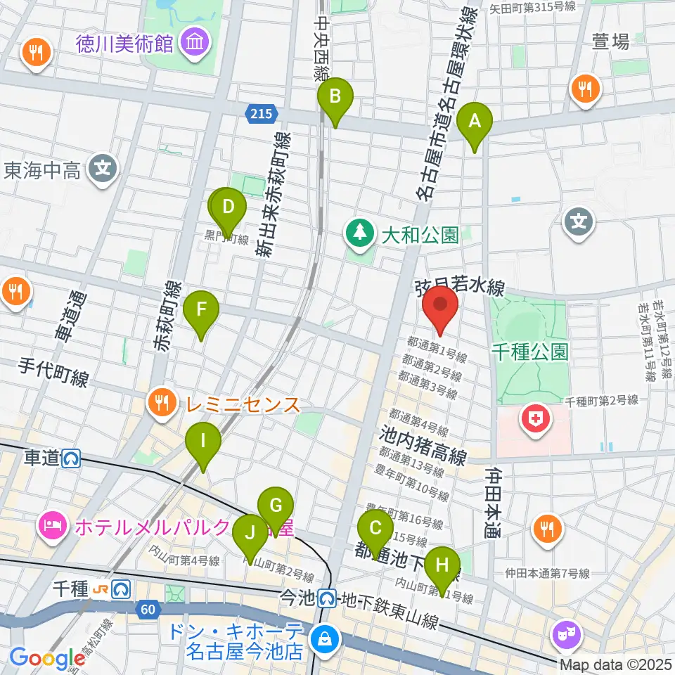 アリアギター・ショールーム周辺のホテル一覧地図