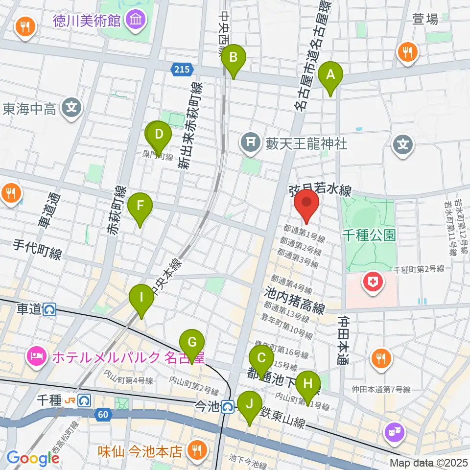 アリアギター・ショールーム周辺のホテル一覧地図