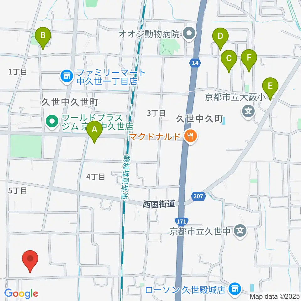 占部弦楽器製作所周辺のホテル一覧地図