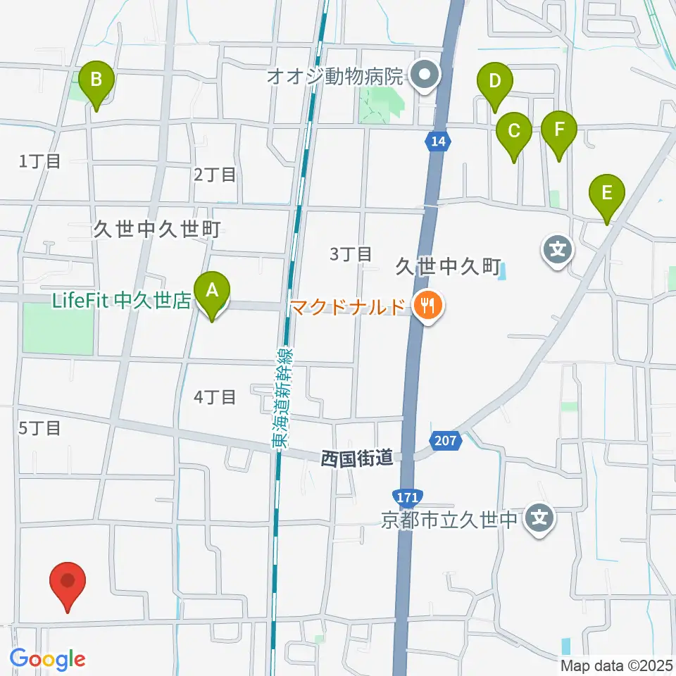 占部弦楽器製作所周辺のホテル一覧地図
