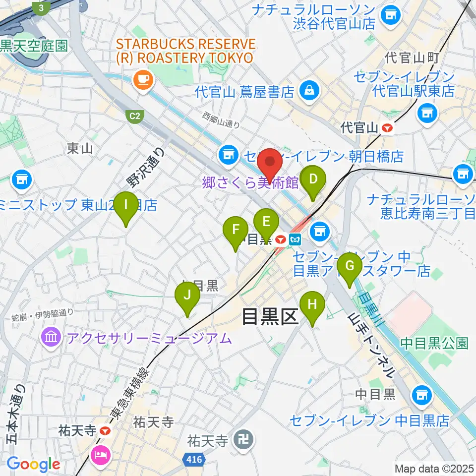 中目黒弦楽器周辺のホテル一覧地図