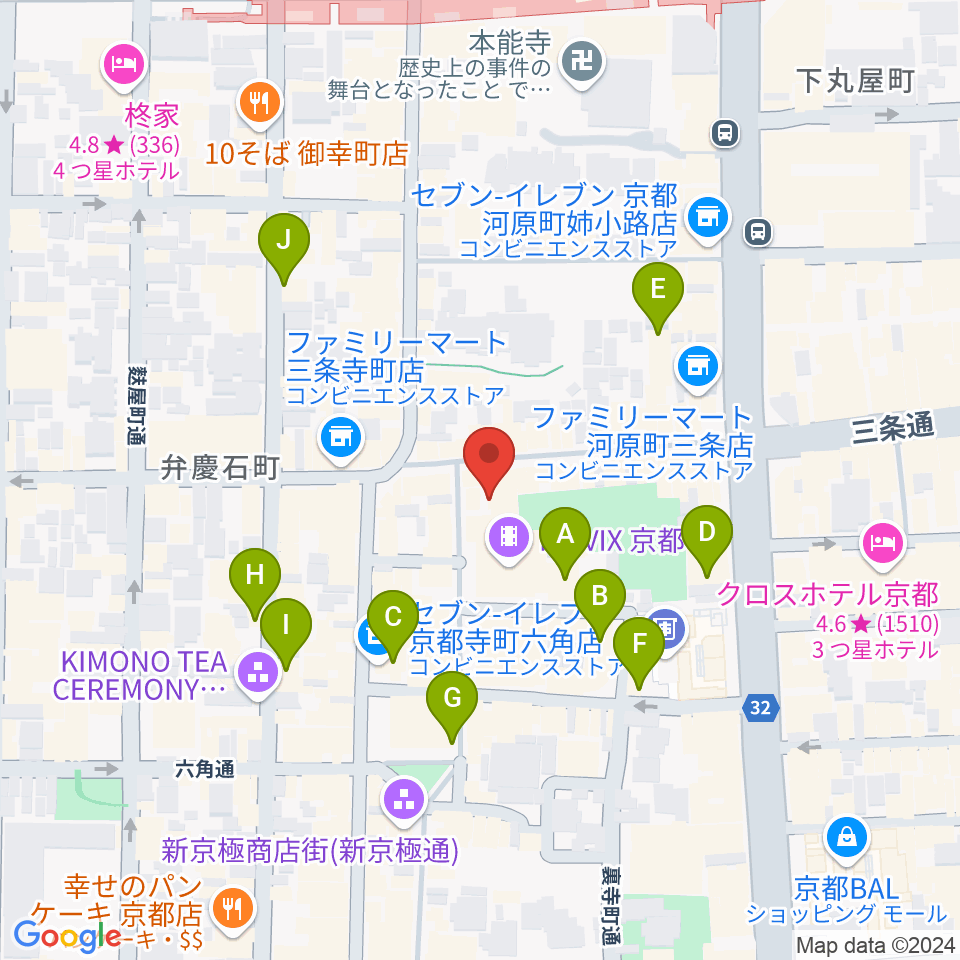 JEUGIA三条本店周辺のホテル一覧地図