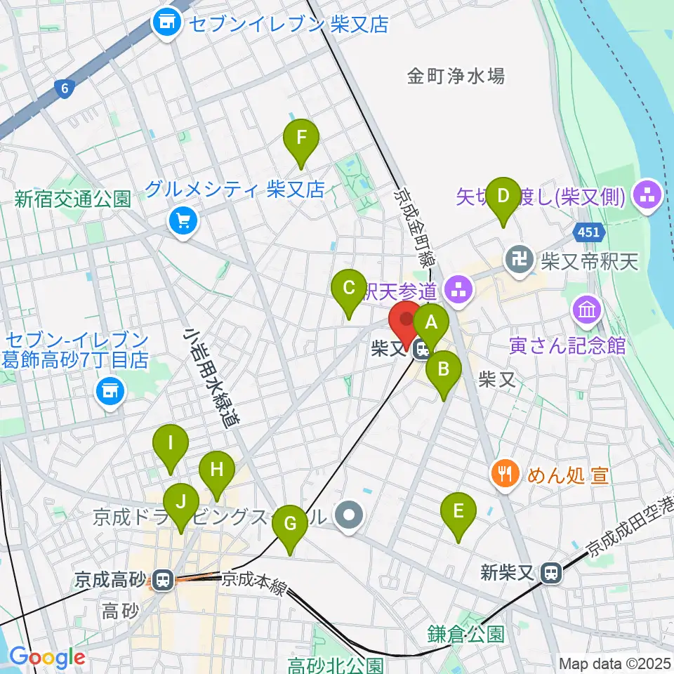 葛飾しばまた音楽教室周辺のホテル一覧地図