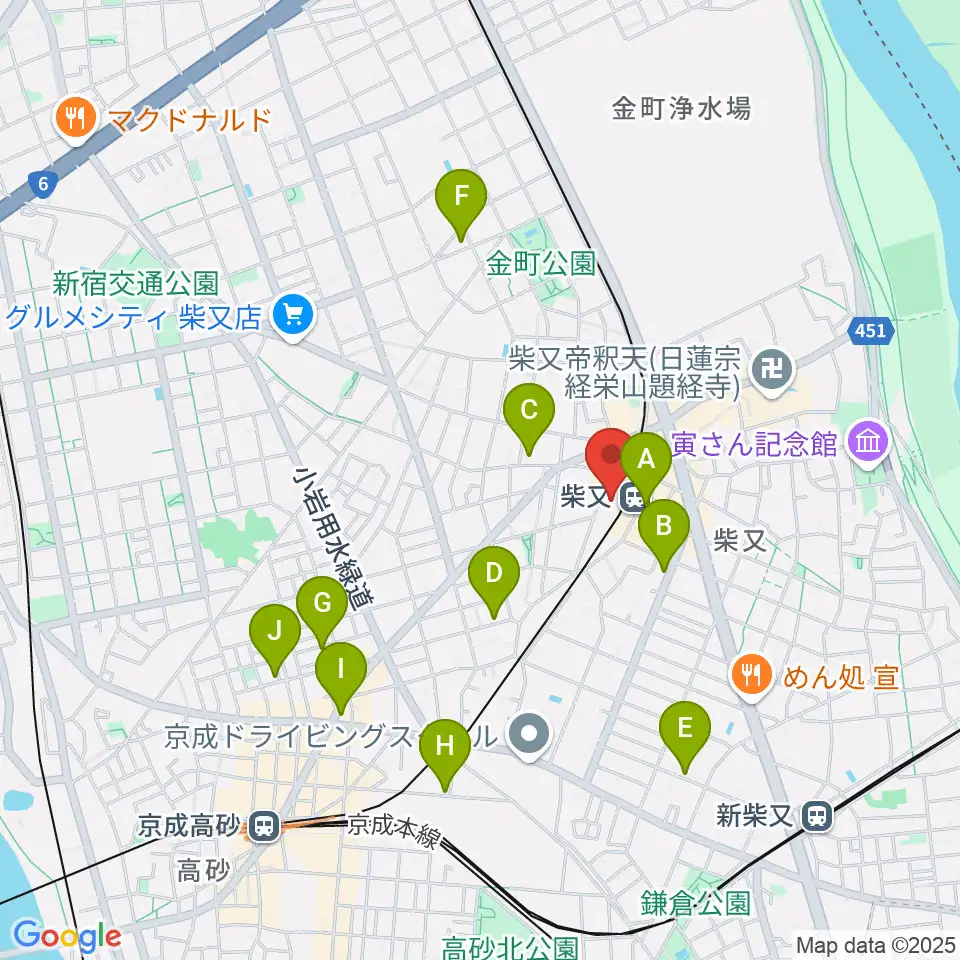 葛飾しばまた音楽教室周辺のホテル一覧地図