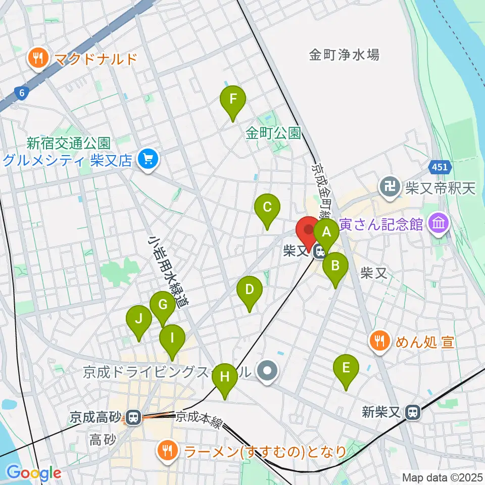 葛飾しばまた音楽教室周辺のホテル一覧地図