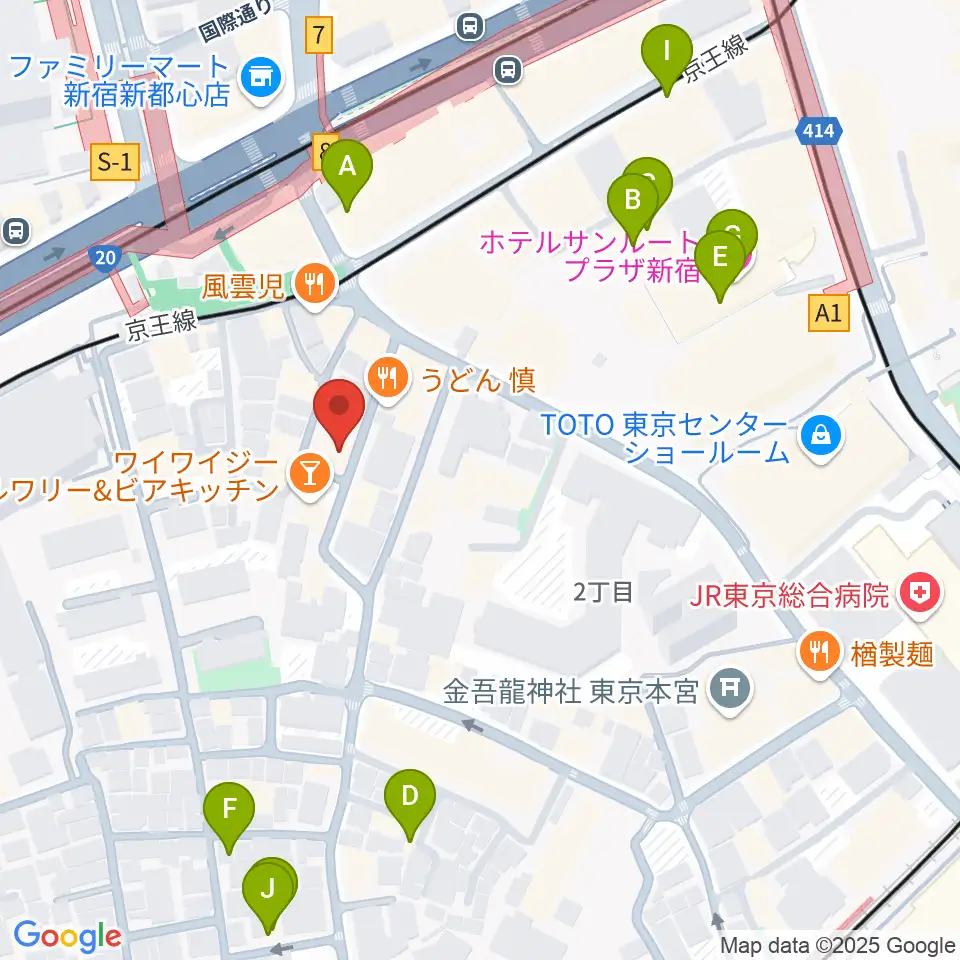 スタジオミュージアム新宿店周辺のホテル一覧地図