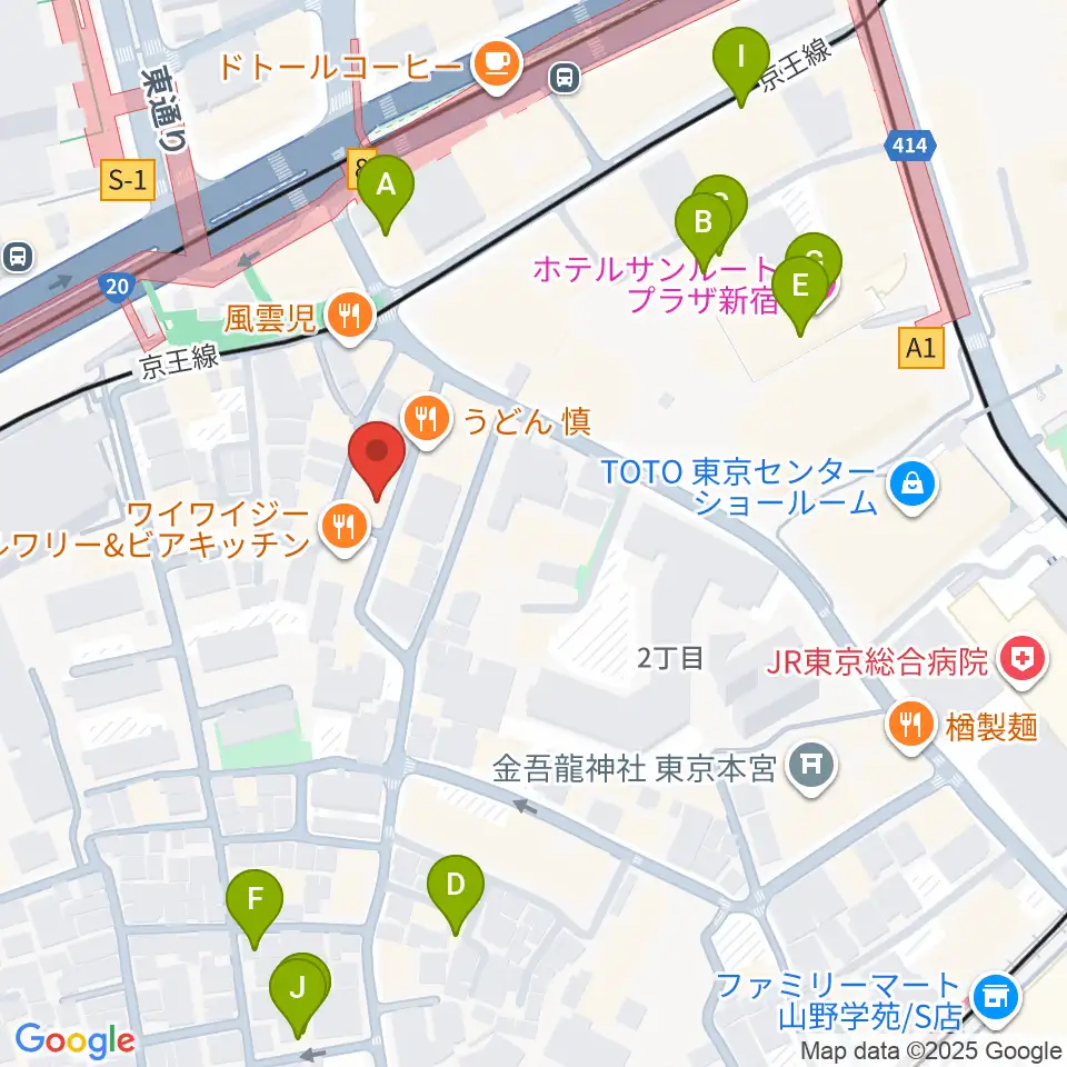 スタジオミュージアム新宿店周辺のホテル一覧地図