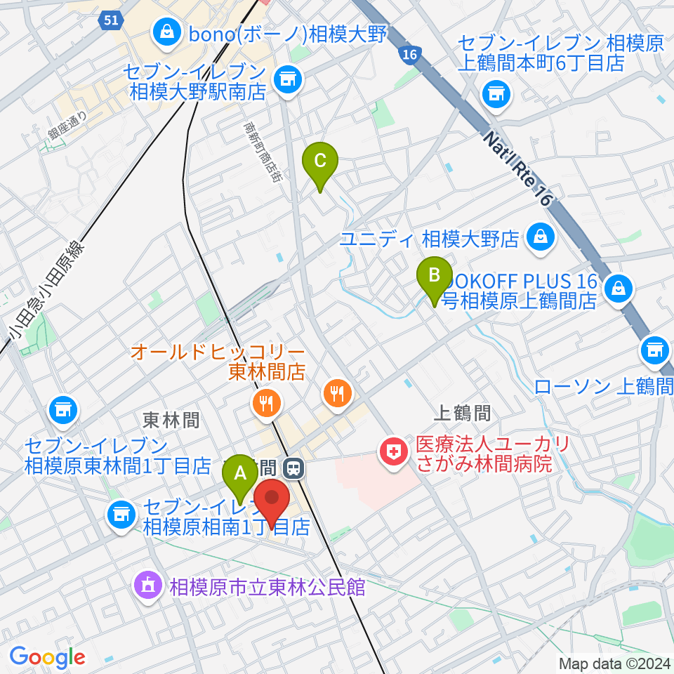 ギター・ベースの修理工房 3B周辺のホテル一覧地図