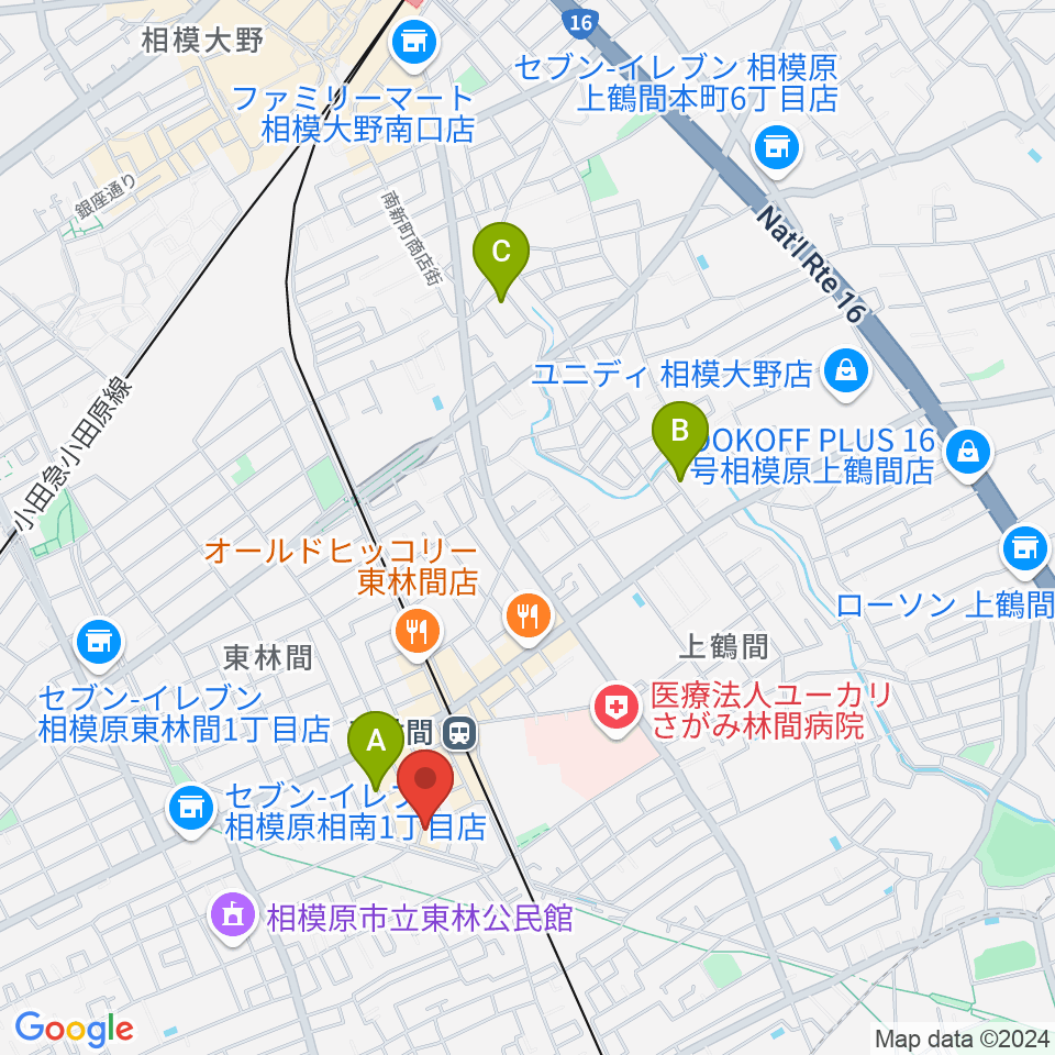 ギター・ベースの修理工房 3B周辺のホテル一覧地図