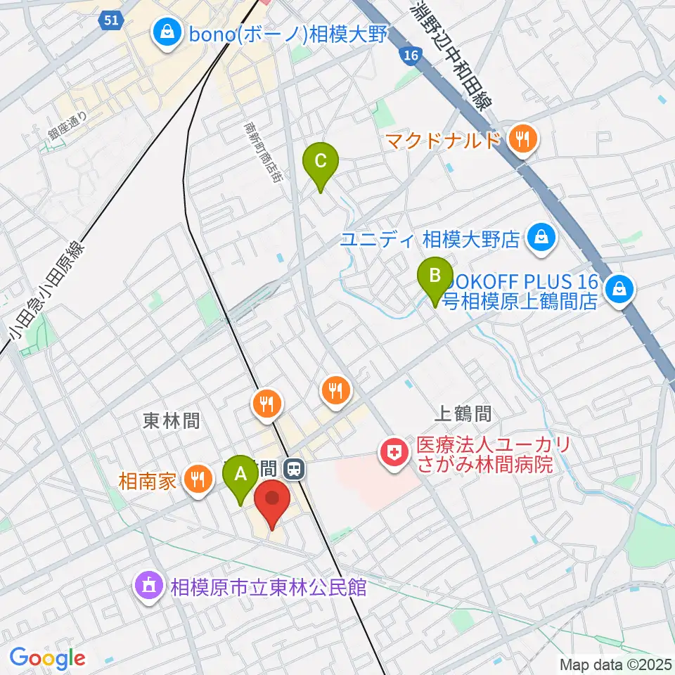 ギター・ベースの修理工房 3B周辺のホテル一覧地図