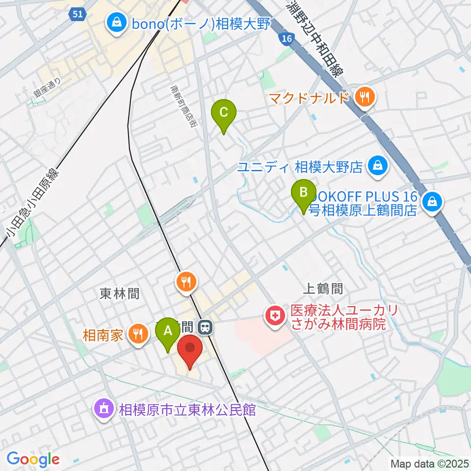 ギター・ベースの修理工房 3B周辺のホテル一覧地図