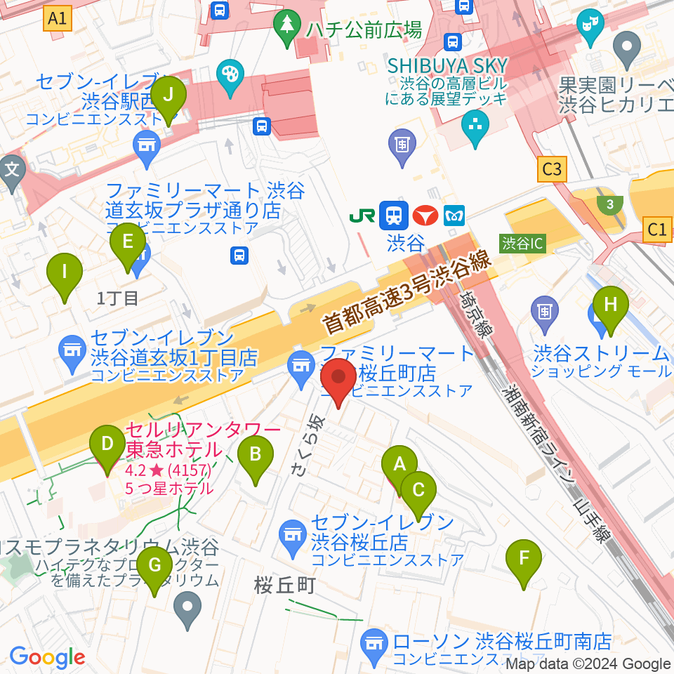 渋谷ギターズステーション周辺のホテル一覧地図