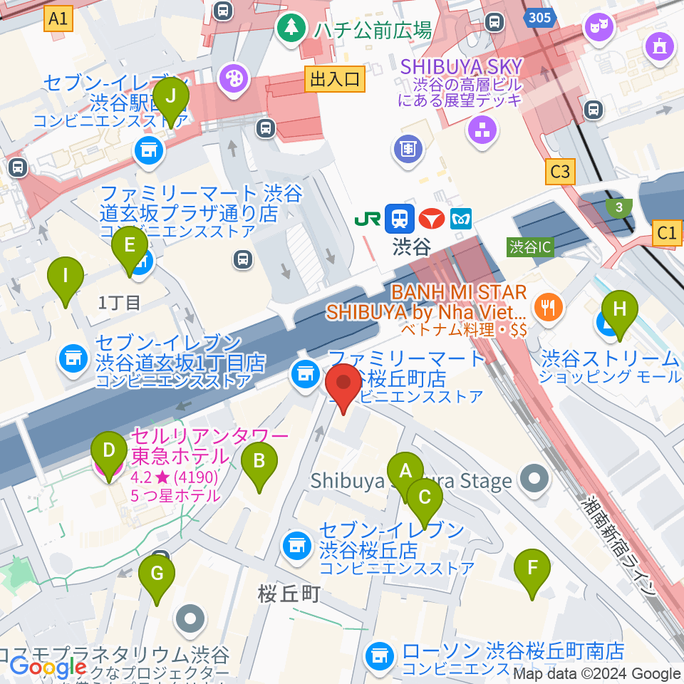 渋谷ギターズステーション周辺のホテル一覧地図