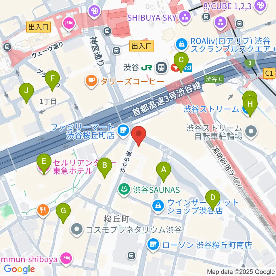 渋谷ギターズステーション周辺のホテル一覧地図