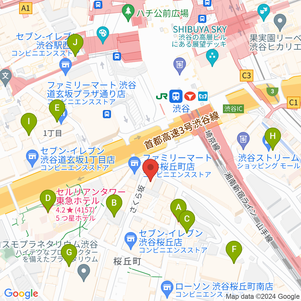 イケベ楽器店ベースコレクション周辺のホテル一覧地図