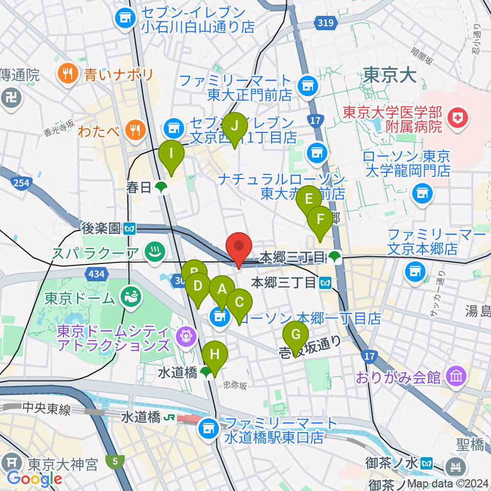 アカデミア・ミュージック周辺のホテル一覧地図