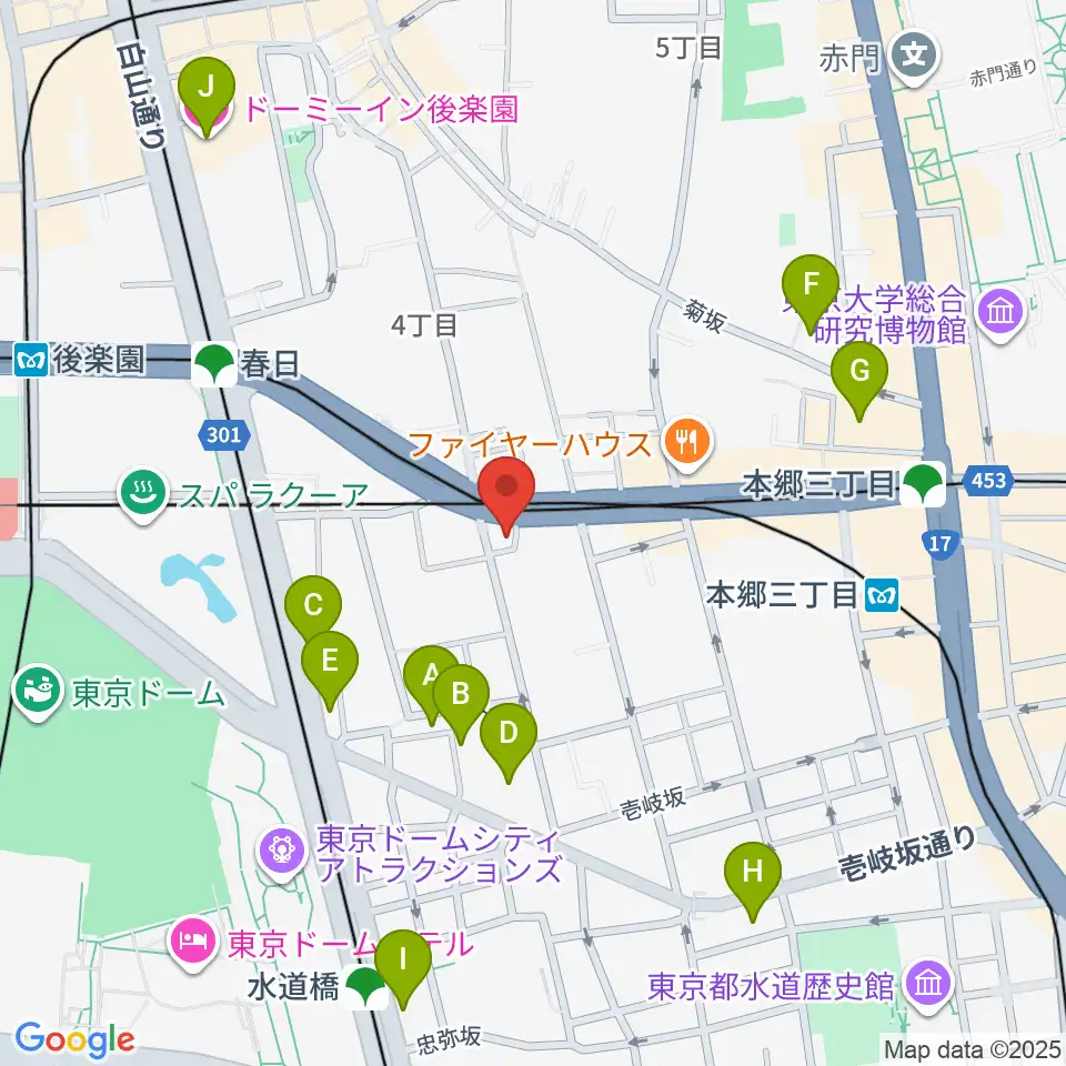 アカデミア・ミュージック周辺のホテル一覧地図