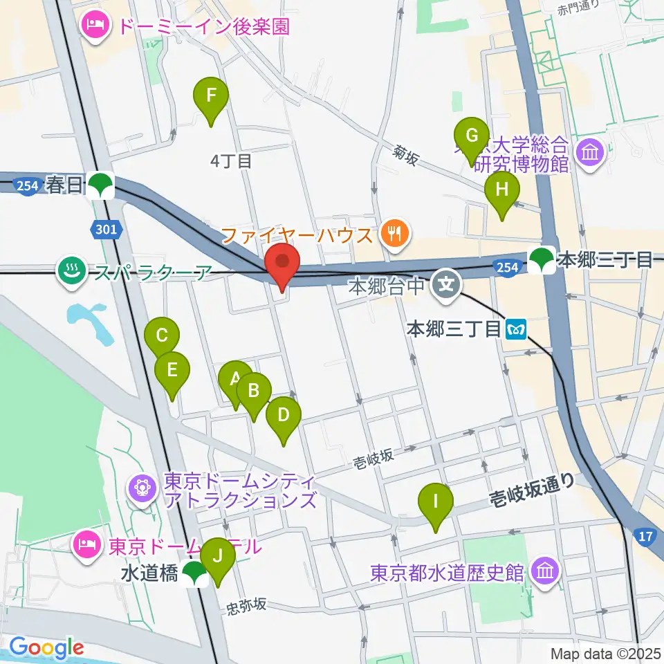 アカデミア・ミュージック周辺のホテル一覧地図