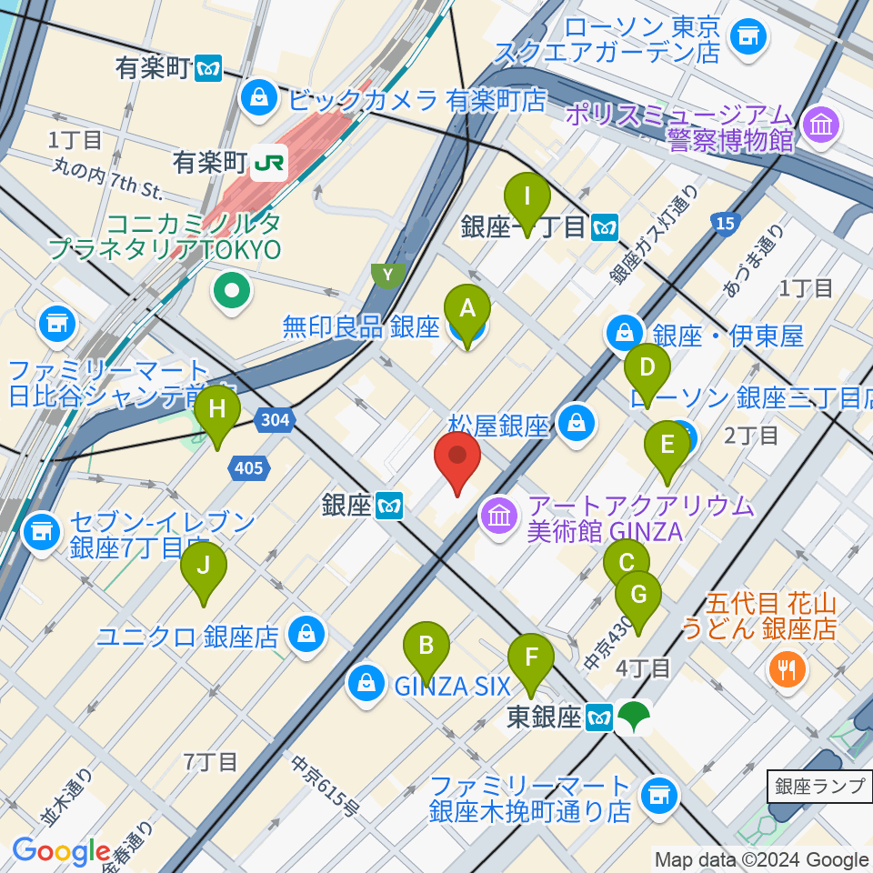 山野楽器 銀座本店周辺のホテル一覧地図